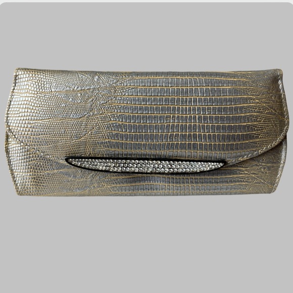 VTG Judith Leiber Metallic Lizard Leather Crystal Sunglasses Case with Crystals - Picture 2 of 13